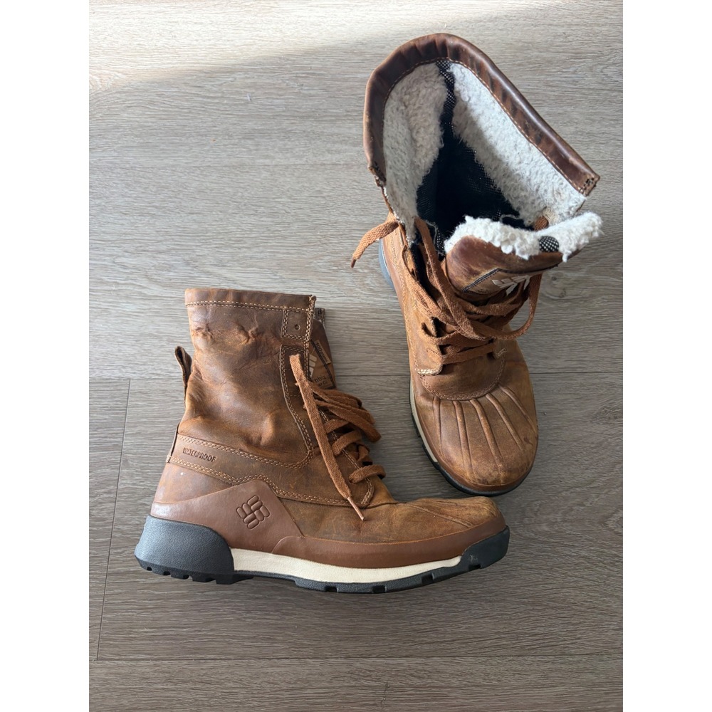 Columbia Omni-Heat Waterproof Winter Boots Brown Leather BL3875-237 Womens 8.5